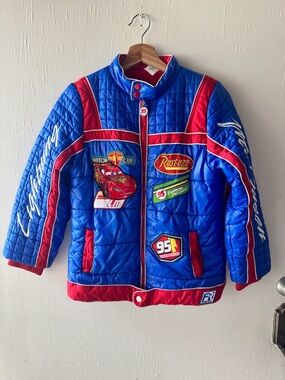 Disney Pixar Cars Lightning McQueen Blue & Red Kids Puffer Jacket